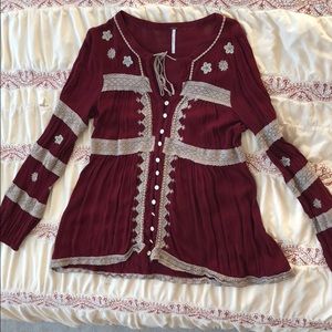 Boho free people long sleeve shirt